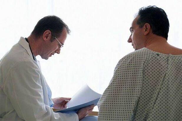 The doctor prescribes medication to the patient to treat prostatitis